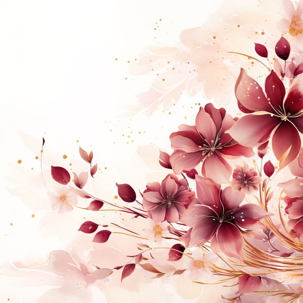 Floral Digital Paper: Maroon & Ivory Watercolor Flowers (300 DPI JPG) — image 5