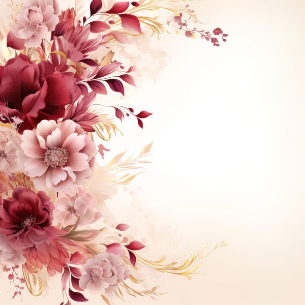 Floral Digital Paper: Maroon & Ivory Watercolor Flowers (300 DPI JPG) — image 7