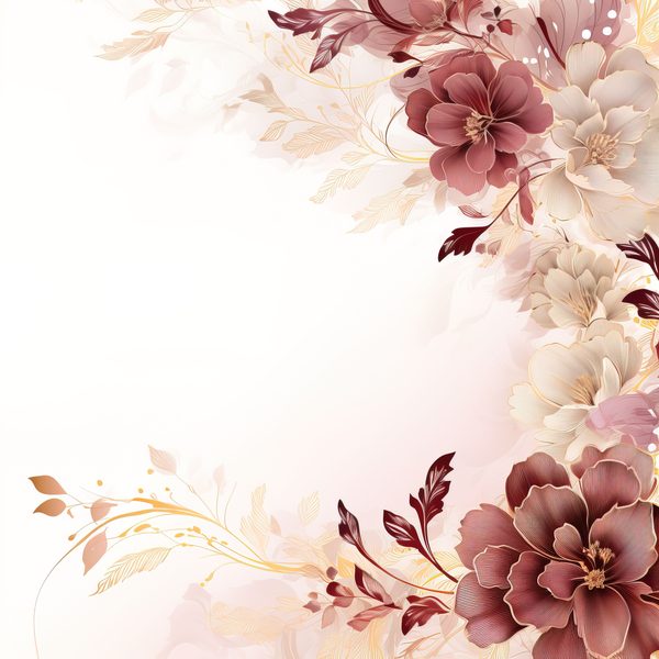 Floral Digital Paper: Maroon & Ivory Watercolor Flowers (300 DPI JPG) — image 11