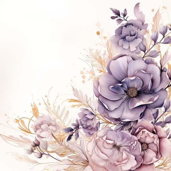 Light Plum Floral Digital Paper: Watercolor Flower Graphics (300 DPI JPG) — image 1