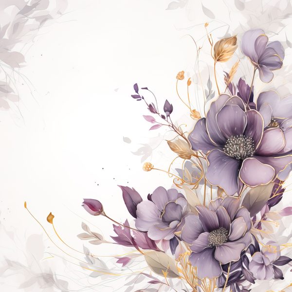 Light Plum Floral Digital Paper: Watercolor Flower Graphics (300 DPI JPG) — image 2