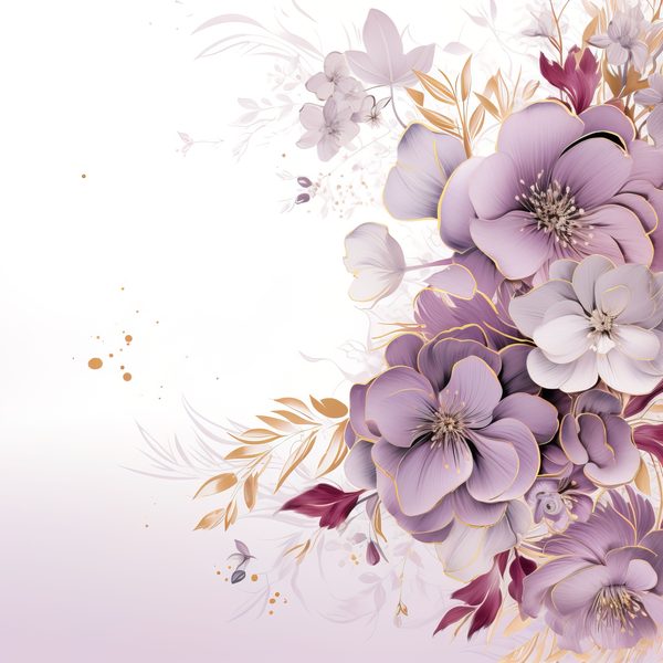Light Plum Floral Digital Paper: Watercolor Flower Graphics (300 DPI JPG) — image 3