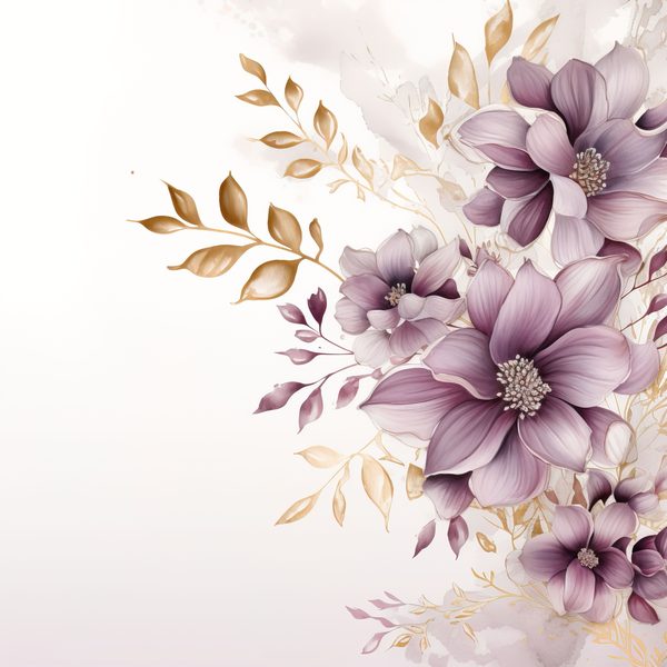 Light Plum Floral Digital Paper: Watercolor Flower Graphics (300 DPI JPG) — image 4