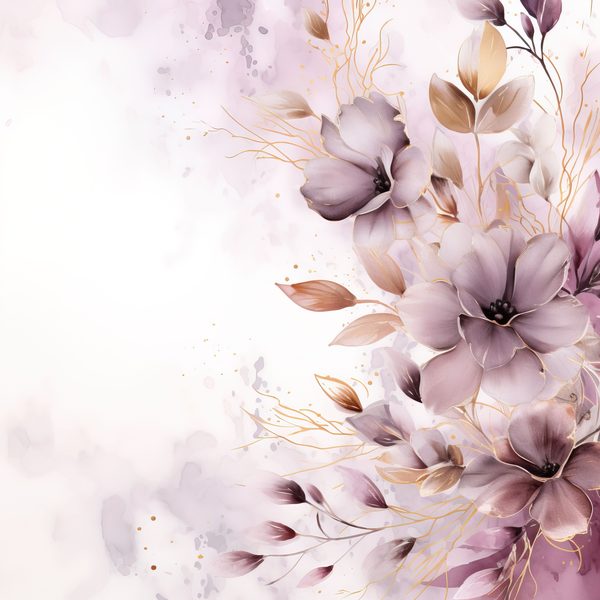 Light Plum Floral Digital Paper: Watercolor Flower Graphics (300 DPI JPG) — image 5