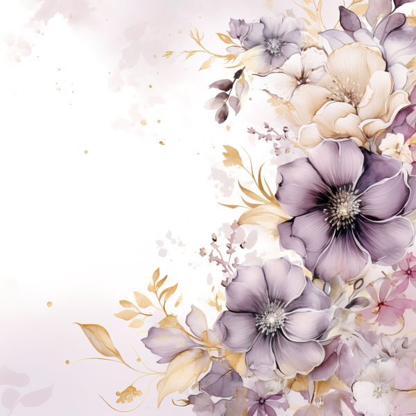 Light Plum Floral Digital Paper: Watercolor Flower Graphics (300 DPI JPG) — image 6