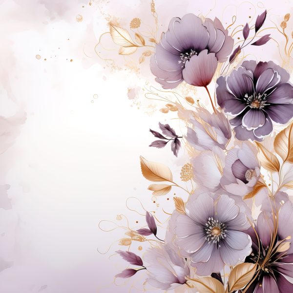 Light Plum Floral Digital Paper: Watercolor Flower Graphics (300 DPI JPG) — image 7
