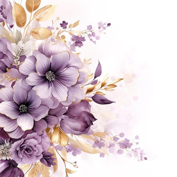 Light Plum Floral Digital Paper: Watercolor Flower Graphics (300 DPI JPG) — image 8