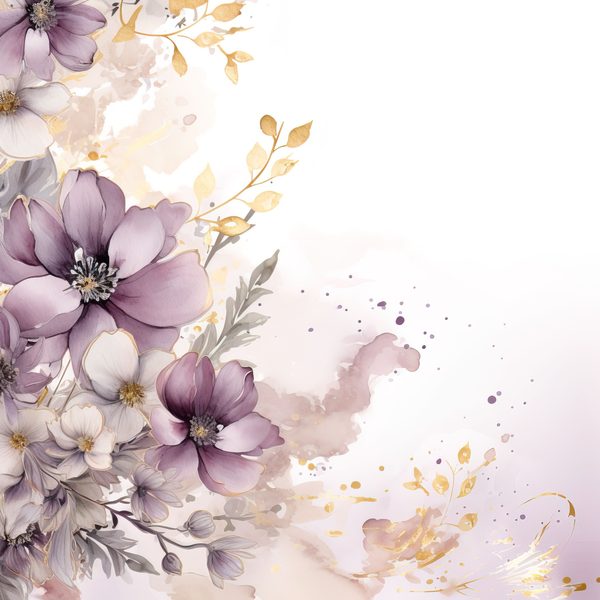 Light Plum Floral Digital Paper: Watercolor Flower Graphics (300 DPI JPG) — image 9