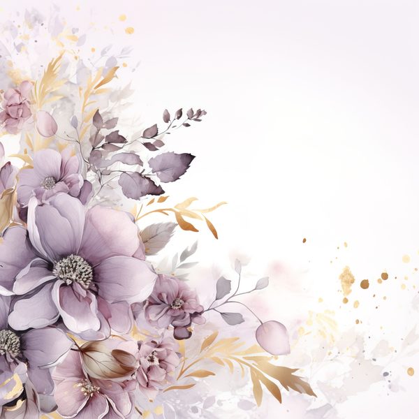 Light Plum Floral Digital Paper: Watercolor Flower Graphics (300 DPI JPG) — image 10