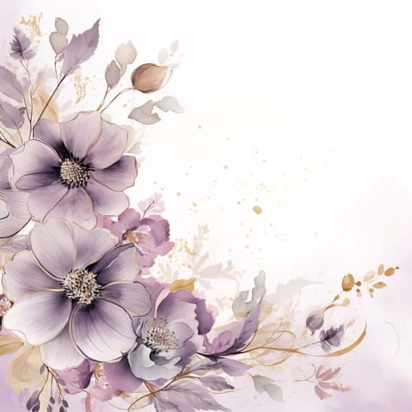 Light Plum Floral Digital Paper: Watercolor Flower Graphics (300 DPI JPG) — image 11