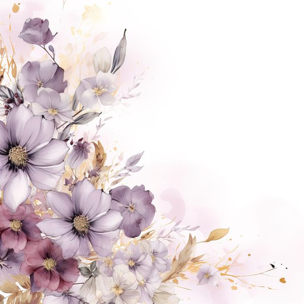 Light Plum Floral Digital Paper: Watercolor Flower Graphics (300 DPI JPG) — image 12