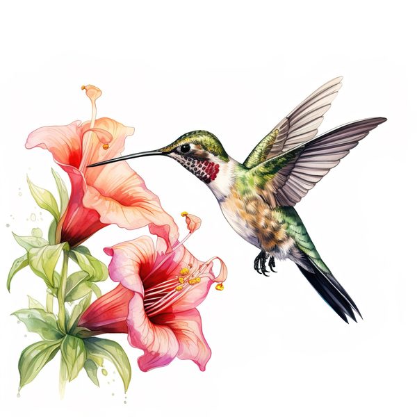 Watercolor Hummingbird Clipart: Vibrant DIY Craft Graphics (JPG, PNG) — image 4