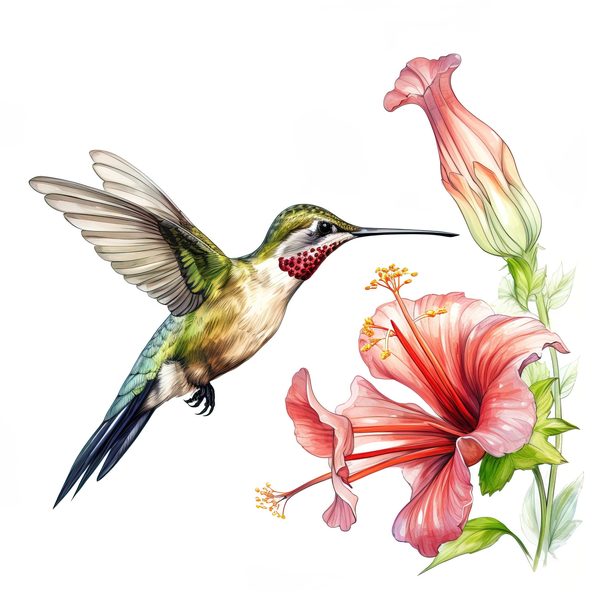 Watercolor Hummingbird Clipart: Vibrant DIY Craft Graphics (JPG, PNG) — image 5