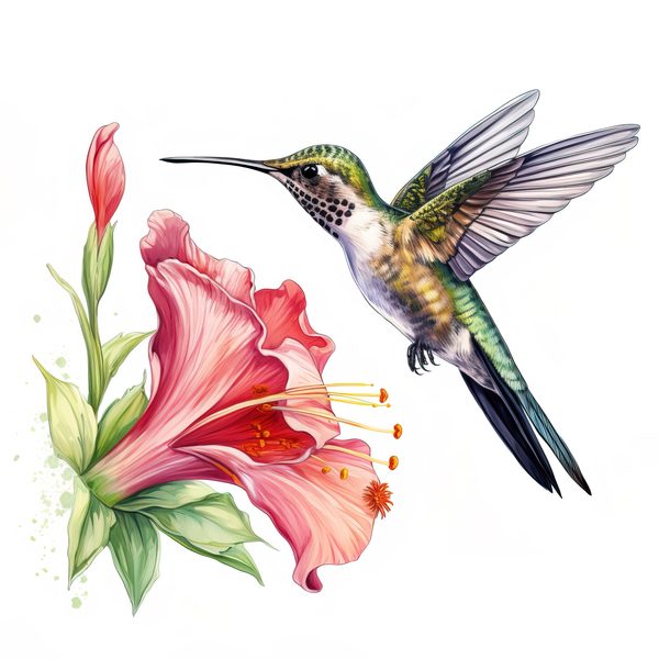 Watercolor Hummingbird Clipart: Vibrant DIY Craft Graphics (JPG, PNG) — image 6