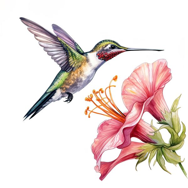 Watercolor Hummingbird Clipart: Vibrant DIY Craft Graphics (JPG, PNG) — image 7