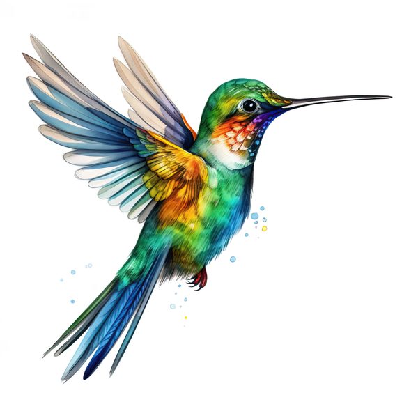 Watercolor Hummingbird Clipart: Vibrant DIY Craft Graphics (JPG, PNG) — image 9