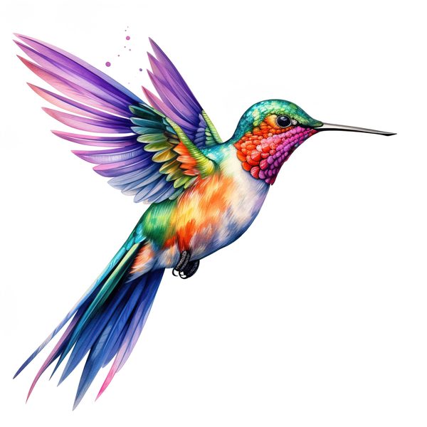 Watercolor Hummingbird Clipart: Vibrant DIY Craft Graphics (JPG, PNG) — image 14