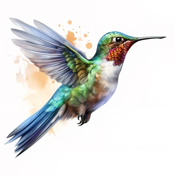 Watercolor Hummingbird Clipart: Vibrant DIY Craft Graphics (JPG, PNG) — image 15