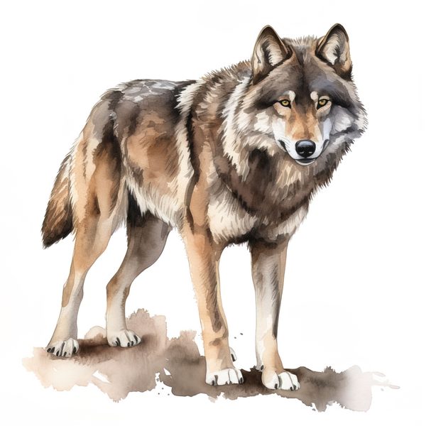 Watercolor Wolf Clipart: 10 PNG & JPG Images (Commercial Use) — image 1