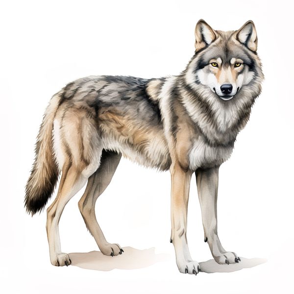 Watercolor Wolf Clipart: 10 PNG & JPG Images (Commercial Use) — image 2