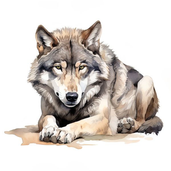 Watercolor Wolf Clipart: 10 PNG & JPG Images (Commercial Use) — image 5