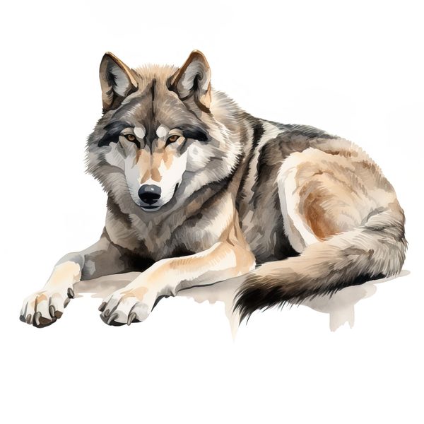 Watercolor Wolf Clipart: 10 PNG & JPG Images (Commercial Use) — image 6