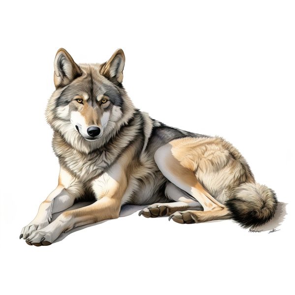 Watercolor Wolf Clipart: 10 PNG & JPG Images (Commercial Use) — image 7