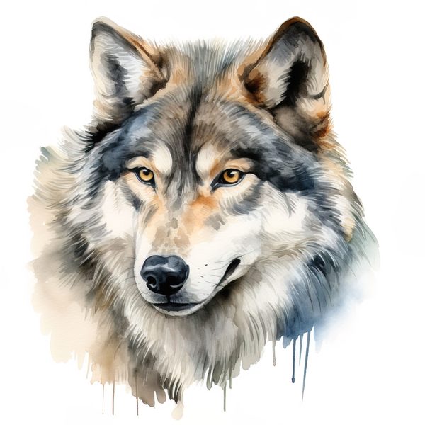 Watercolor Wolf Clipart: 10 PNG & JPG Images (Commercial Use) — image 11