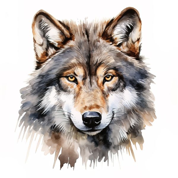 Watercolor Wolf Clipart: 10 PNG & JPG Images (Commercial Use) — image 12