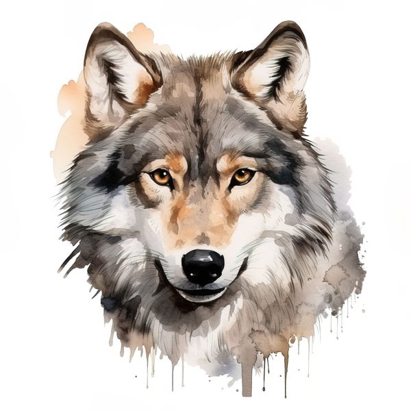 Watercolor Wolf Clipart: 10 PNG & JPG Images (Commercial Use) — image 13
