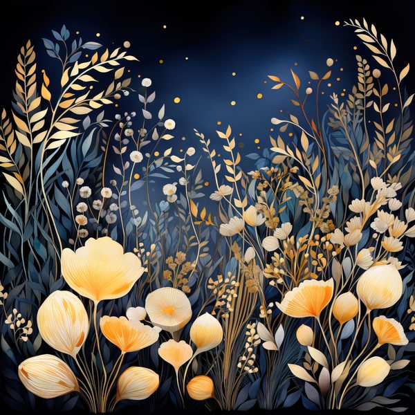 Wildflower Digital Paper Set: Navy Peach Floral Backgrounds (JPG, Commercial Use) — image 2