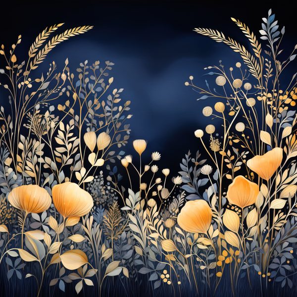 Wildflower Digital Paper Set: Navy Peach Floral Backgrounds (JPG, Commercial Use) — image 5