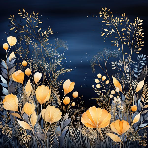 Wildflower Digital Paper Set: Navy Peach Floral Backgrounds (JPG, Commercial Use) — image 7