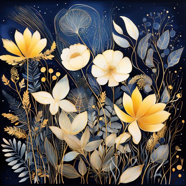 Wildflower Digital Paper Set: Navy Peach Floral Backgrounds (JPG, Commercial Use) — image 12