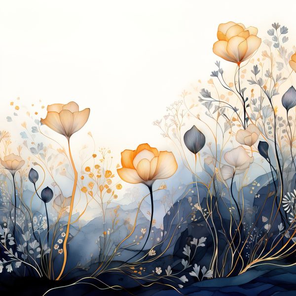 Wildflower Digital Paper Set: Navy & Peach Floral Backgrounds (JPG, Commercial Use) — image 2