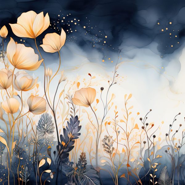 Wildflower Digital Paper Set: Navy & Peach Floral Backgrounds (JPG, Commercial Use) — image 3