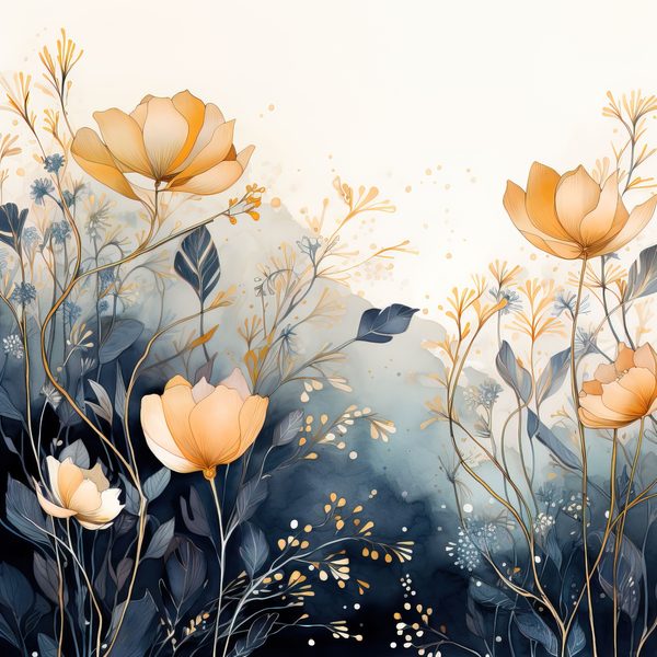 Wildflower Digital Paper Set: Navy & Peach Floral Backgrounds (JPG, Commercial Use) — image 4