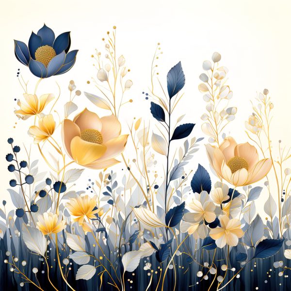 Wildflower Digital Paper Set: Navy & Peach Floral Backgrounds (JPG, Commercial Use) — image 9