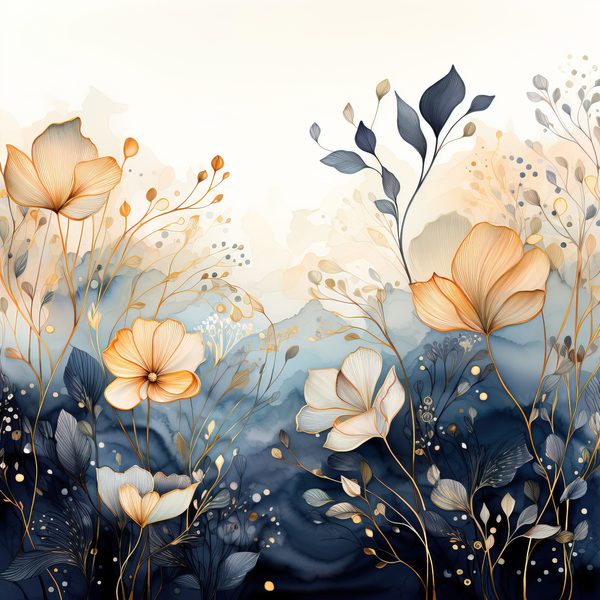 Wildflower Digital Paper Set: Navy & Peach Floral Backgrounds (JPG, Commercial Use) — image 11