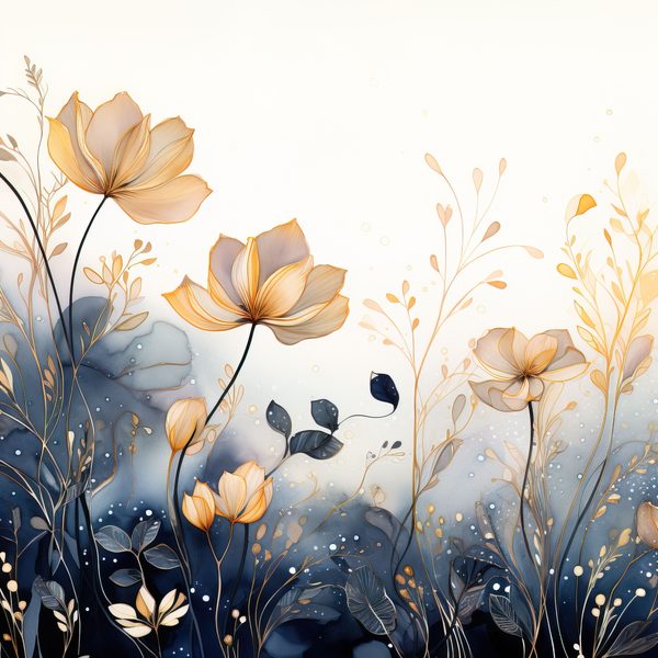 Wildflower Digital Paper Set: Navy & Peach Floral Backgrounds (JPG, Commercial Use) — image 12