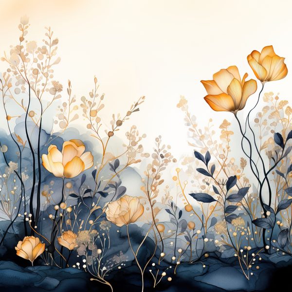 Wildflower Digital Paper Set: Navy & Peach Floral Backgrounds (JPG, Commercial Use) — image 13