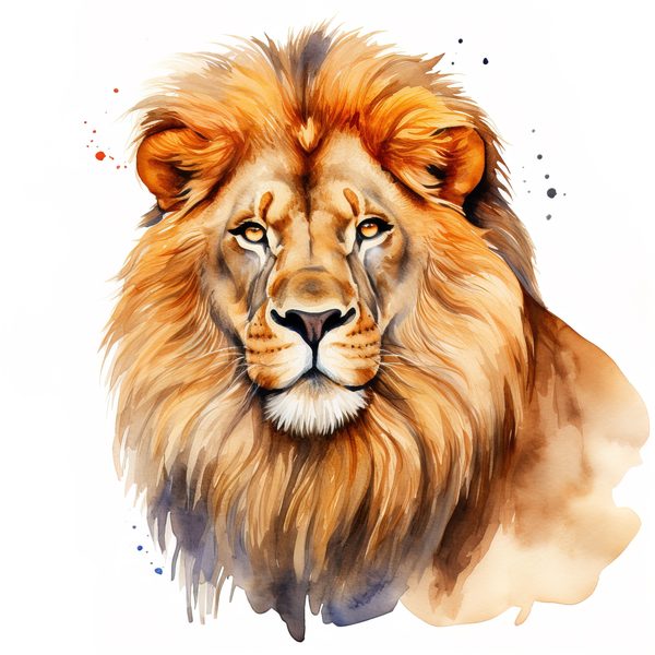 Watercolor Lion Clipart: Realistic Lion Portrait, Commercial Use (JPG, PNG) — image 2