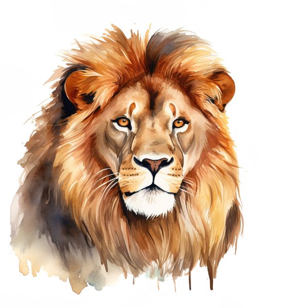 Watercolor Lion Clipart: Realistic Lion Portrait, Commercial Use (JPG, PNG) — image 3