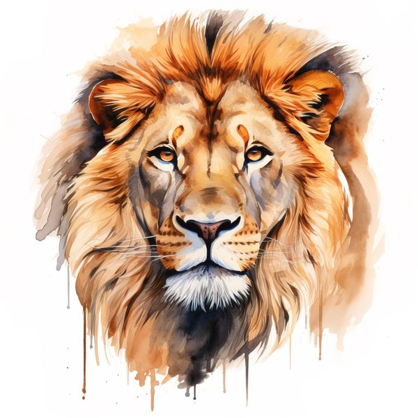 Watercolor Lion Clipart: Realistic Lion Portrait, Commercial Use (JPG, PNG) — image 4