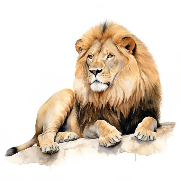 Watercolor Lion Clipart: Realistic Lion Portrait, Commercial Use (JPG, PNG) — image 5