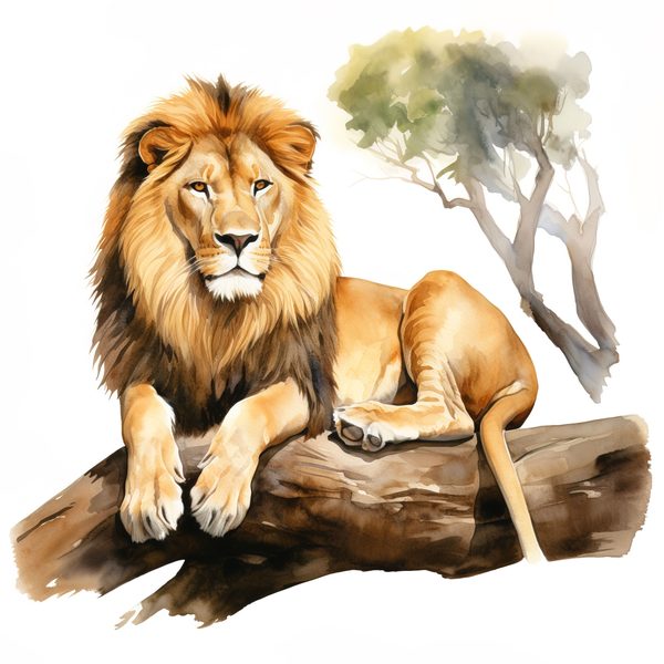 Watercolor Lion Clipart: Realistic Lion Portrait, Commercial Use (JPG, PNG) — image 6