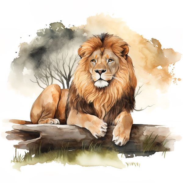 Watercolor Lion Clipart: Realistic Lion Portrait, Commercial Use (JPG, PNG) — image 7
