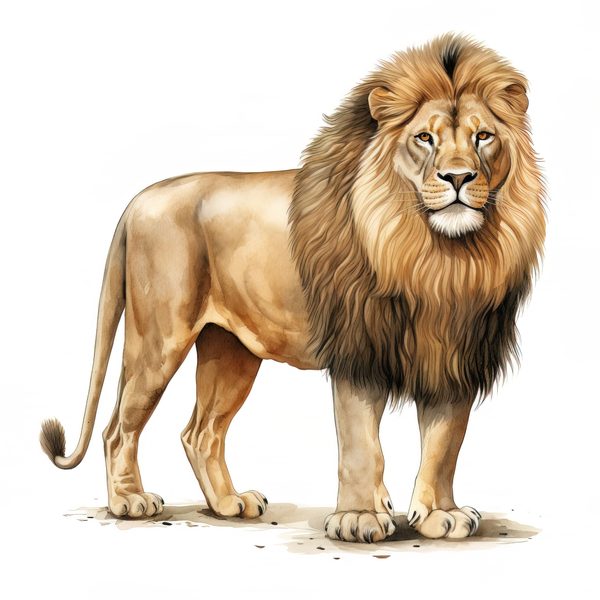 Watercolor Lion Clipart: Realistic Lion Portrait, Commercial Use (JPG, PNG) — image 9
