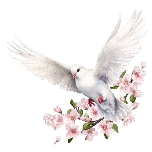 Watercolor White Dove Clipart: Blush Tones, Transparent PNG Graphics (Digital Download, Commercial Use) — image 3