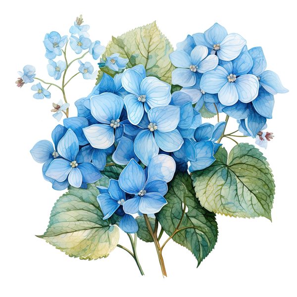 Forget-Me-Not Watercolor Clipart: Blue Hydrangea, Floral Design (Digital Download) — image 4